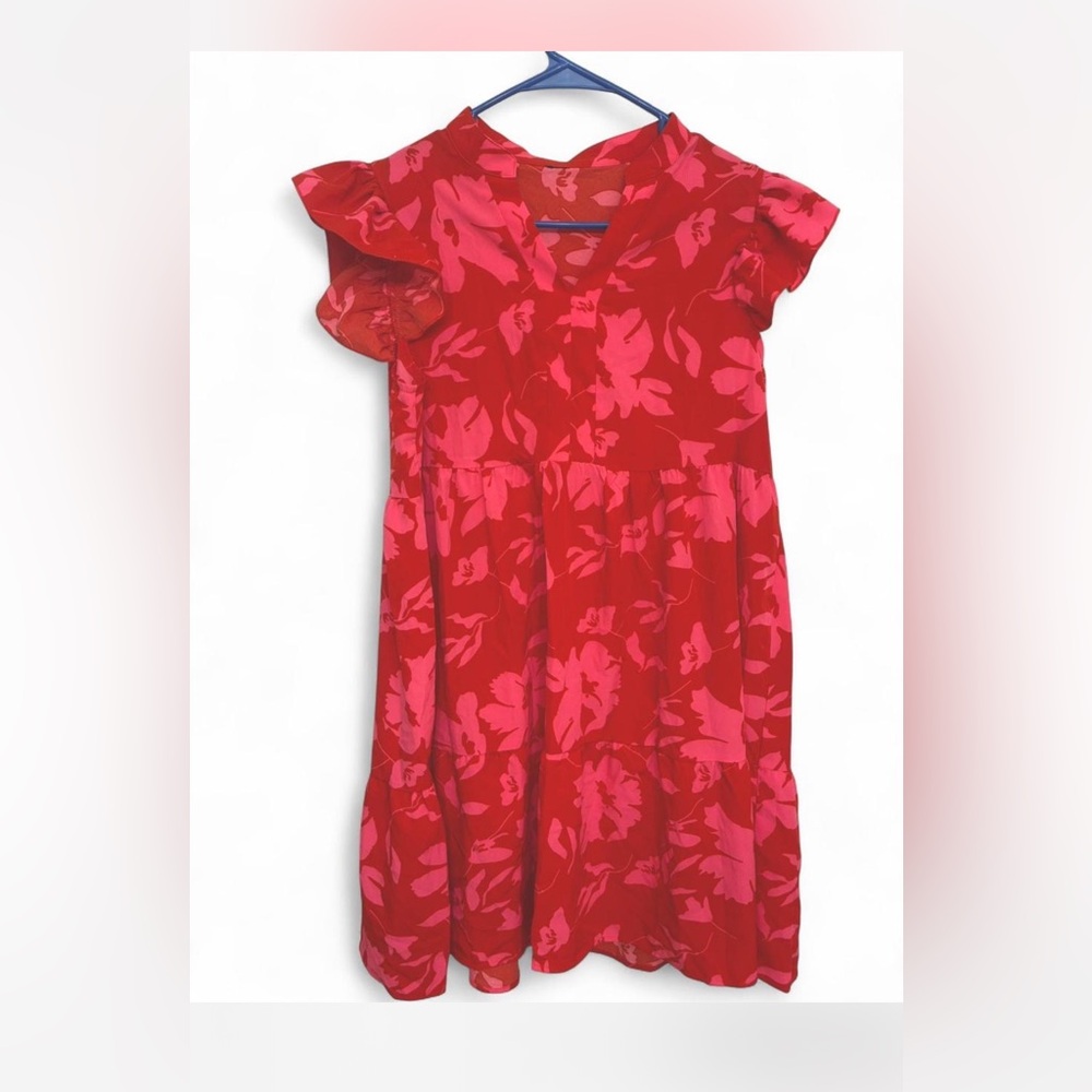 Red and Pink Floral Dress